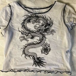 Mesh Dragon print top